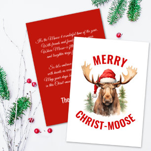 Merry Christ-moose Funny Christmas Moose Holiday Card