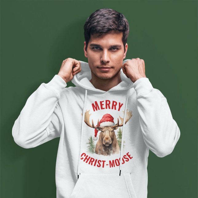 Merry Christ-moose Funny Christmas Moose Hoodie (Creator Uploaded)
