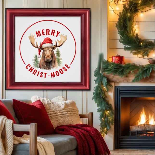 Merry Christ-moose Funny Christmas Moose Poster (Creator Uploaded)