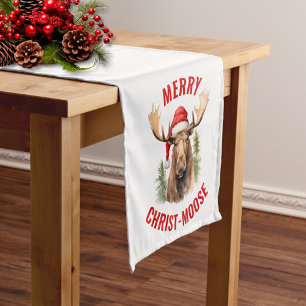 Merry Christ-moose Funny Christmas Moose Short Table Runner
