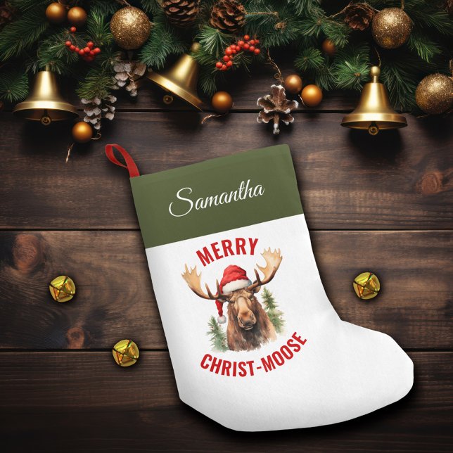 Merry Christ-moose Funny Christmas Moose Small Christmas Stocking (Creator Uploaded)