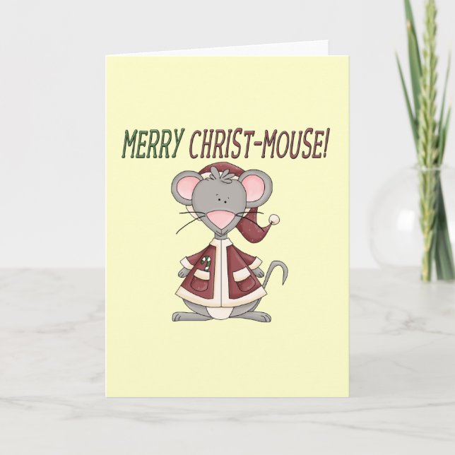 Merry Christ-Mouse T-shirts and Gifts Holiday Card (Front)