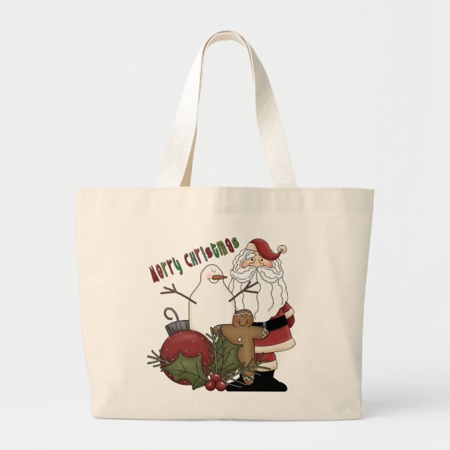 Merry Christma Santa Large Tote Bag (Front)