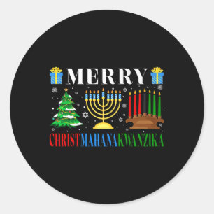 Merry Christmahanakwanzika Christmas Happy Hanukka Classic Round Sticker