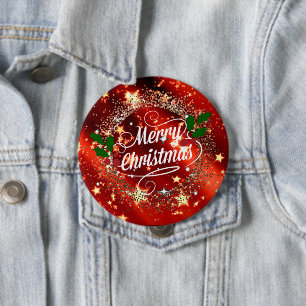   Merry Christmans, glitter and shine, 10 Cm Round Badge