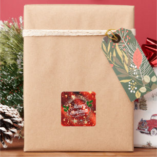   Merry Christmans, glitter and shine, Square Sticker