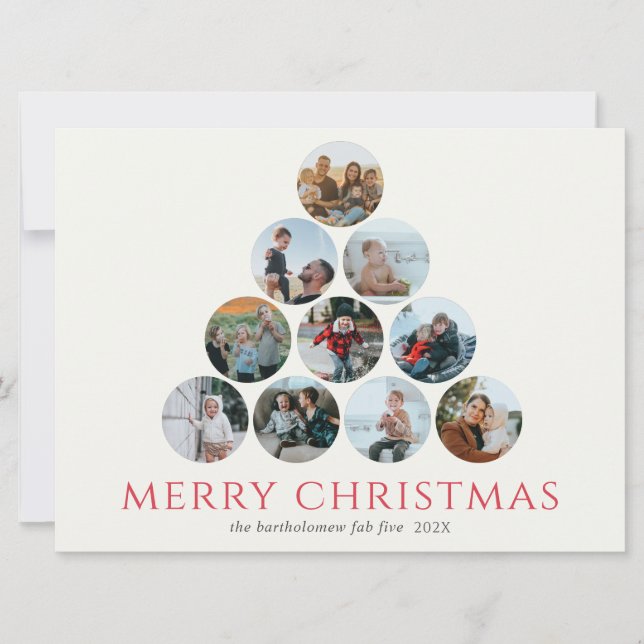 Merry Christmas 10 Photo Tree Green Red (Front)