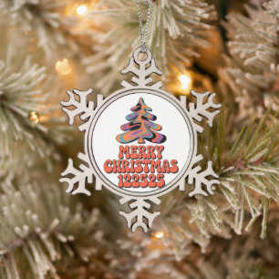 Merry Christmas 122525 Snowflake Pewter Christmas Ornament