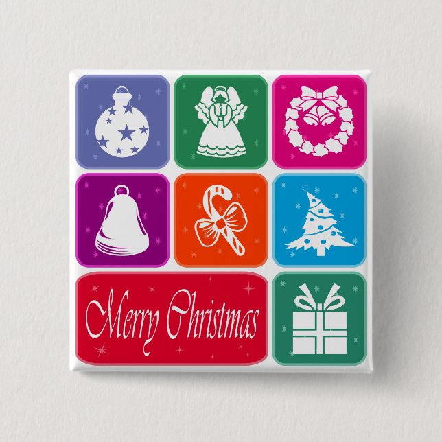 Merry Christmas 15 Cm Square Badge (Front)