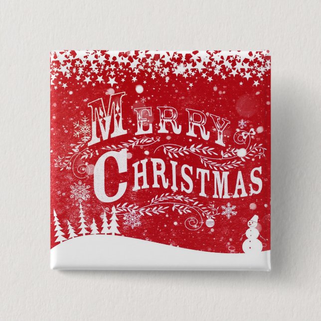 Merry christmas 15 cm square badge (Front)