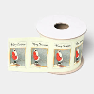 Merry Christmas 1914 Snow Bunting Grosgrain Ribbon