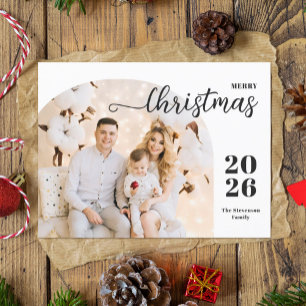 Merry Christmas 1 photo arch modern minimalist Holiday Postcard