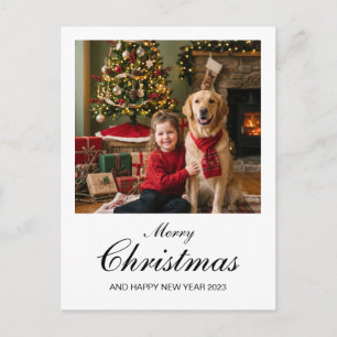 Merry Christmas 1 Photo Elegant Script Holiday Postcard