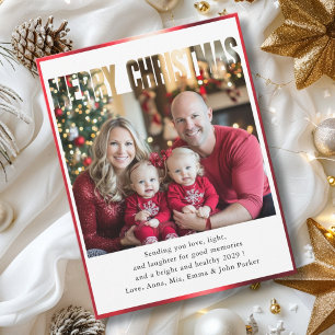 MERRY CHRISTMAS! 1 Photo, white, red Holiday Card