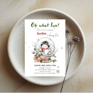 Merry Christmas 1st Birthday Boy- Festive Holiday  Invitation