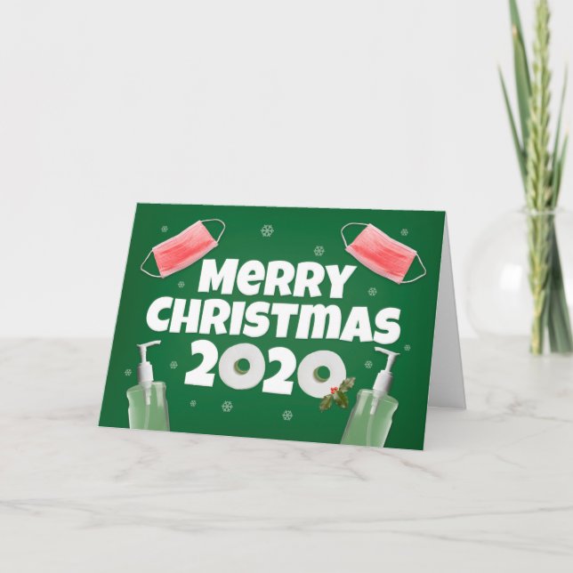 Merry Christmas 2020 Face Masks Hand Sanitizer TP Holiday Card (Front)