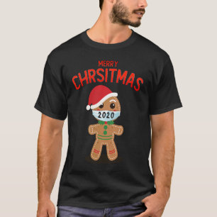 Merry Christmas 2020 Gingerbread in face mask quar T-Shirt