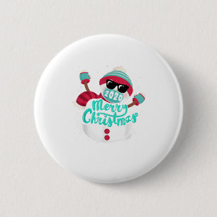 Merry Christmas 2020 Snowman Face Mask P 6 Cm Round Badge