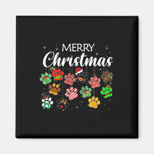 Merry Christmas 2021 Dog Paw Print Buffalo Plaid U Magnet