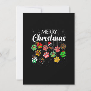Merry Christmas 2022 Dog Paw Print Buffalo Plaid U Invitation