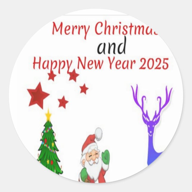 Merry christmas 2024 classic round sticker (Front)
