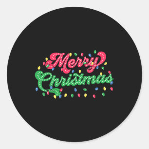 Merry Christmas 2024 Family Matching Christmas Lig Classic Round Sticker