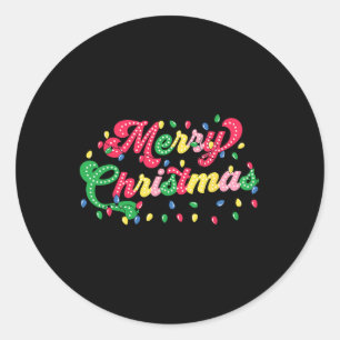 Merry Christmas 2024 Family Matching Christmas Lig Classic Round Sticker