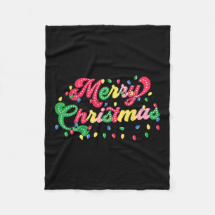 Merry Christmas 2024 Family Matching Christmas Lig Fleece Blanket