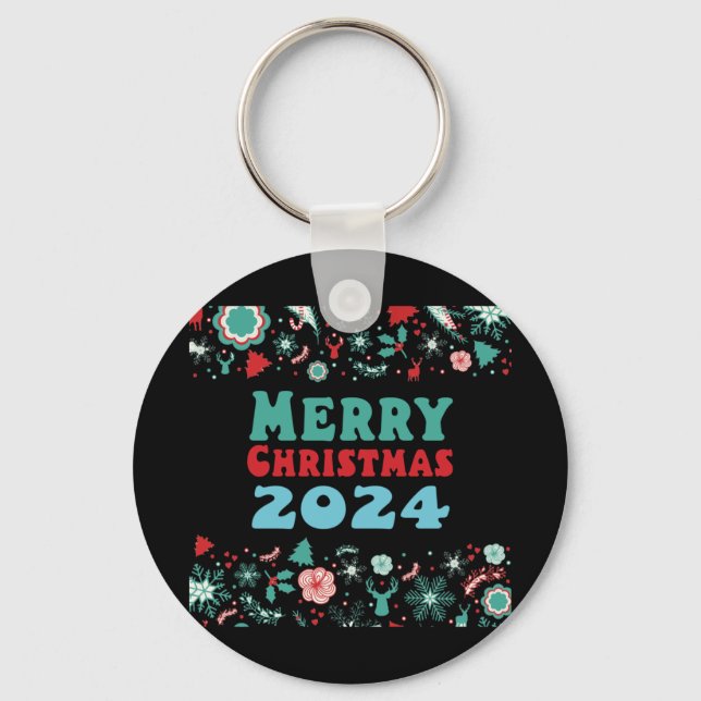 Merry Christmas 2024  Key Ring (Front)