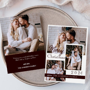 Merry Christmas 2024 Modern 4 Photo Holiday Card