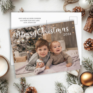 Merry Christmas 2024 Photo Typography Holiday Postcard