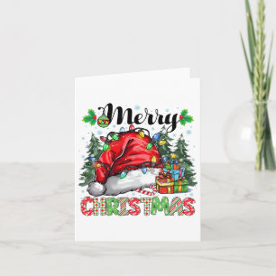 Merry Christmas 2024 Santa Hat Matching Family Paj Card