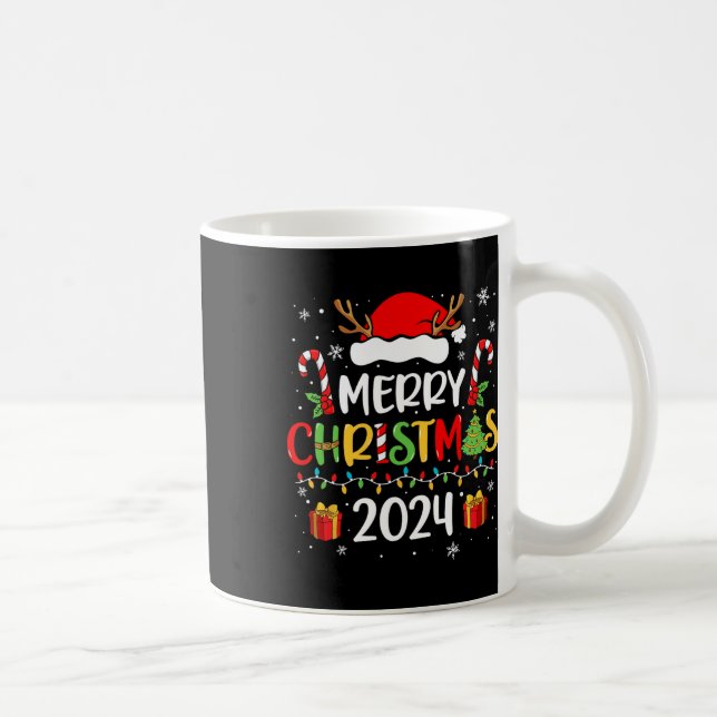 Merry Christmas 2024 Santa Hat Matching Family Paj Coffee Mug (Right)