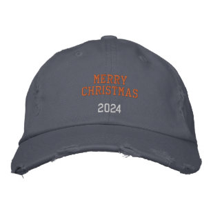 Merry Christmas 2024 Stylish Scotland Blue Colour  Embroidered Hat