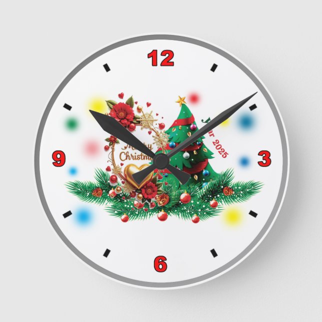 Merry Christmas 2025-Clock Round Clock (Front)