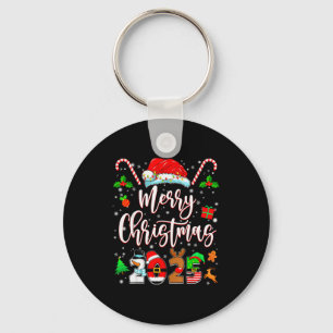 Merry Christmas 2025 Family Matching Pajamas Xmas Key Ring