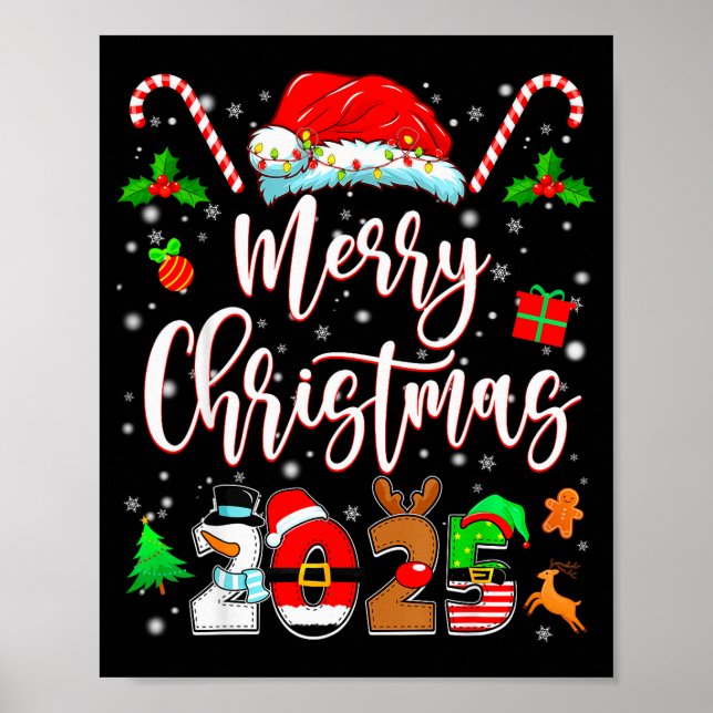 Merry Christmas 2025 Family Matching Pajamas Xmas  Poster (Front)