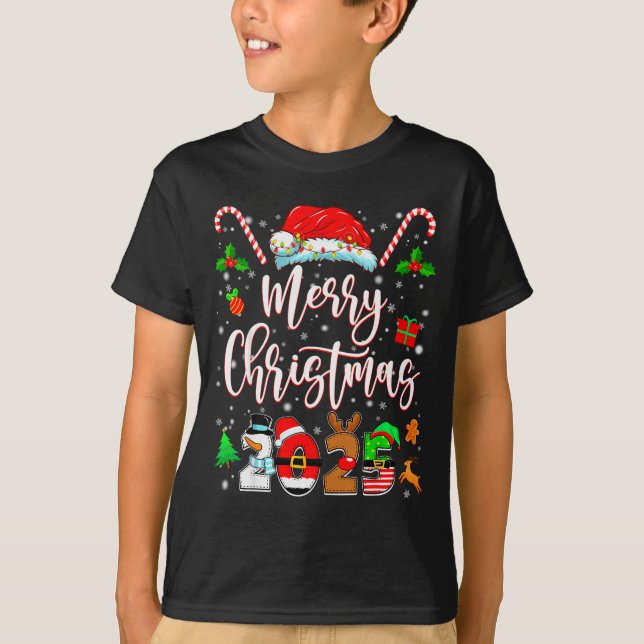 Merry Christmas 2025 Family Matching Pajamas Xmas  T-Shirt (Front)