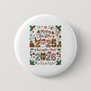 Merry Christmas 2025 - Happy New Year 2026 Matchin 6 Cm Round Badge