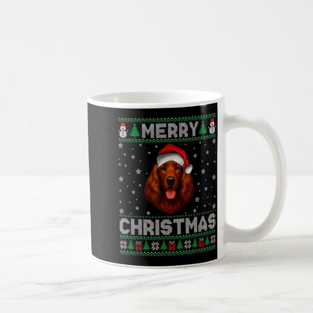 Merry Christmas 2025 Irish Setter Santa Hat Ugly X Coffee Mug (Right)