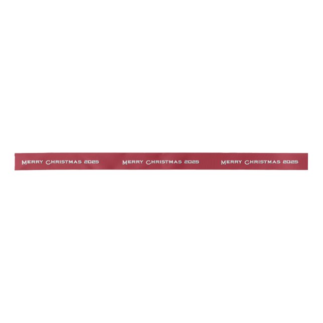 Merry Christmas 2025 Personalised Ribbon Burgundy Satin Ribbon (Front)