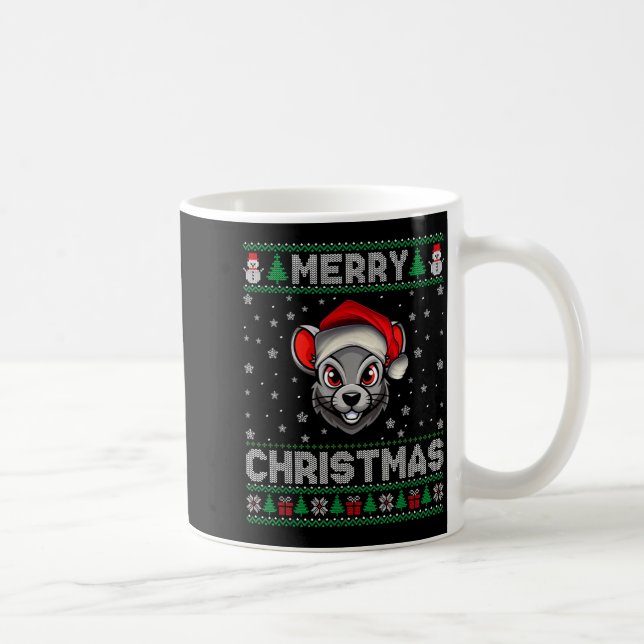 Merry Christmas 2025 Rat Santa Hat Ugly Xmas  Coffee Mug (Right)