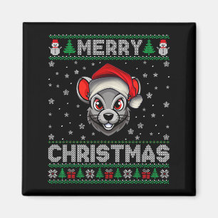 Merry Christmas 2025 Rat Santa Hat Ugly Xmas Magnet