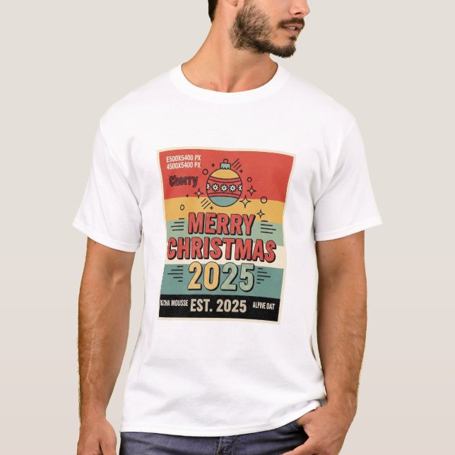 Merry Christmas 2025 Retro Ornament Tee (Front)