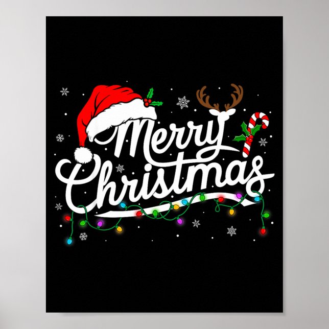 Merry Christmas 2025 Santa Hat Reindeer Xmas Match Poster (Front)