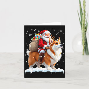 Merry Christmas 2025 Santa Riding Corgi Dog Xmas  Card