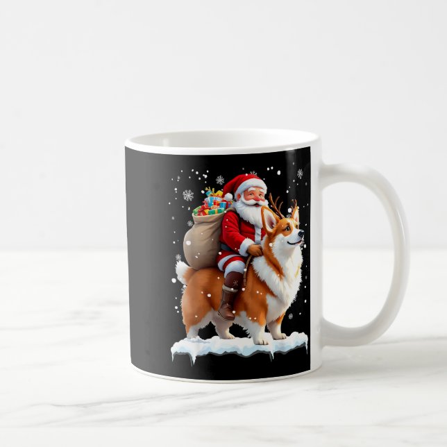 Merry Christmas 2025 Santa Riding Corgi Dog Xmas  Coffee Mug (Right)