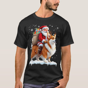 Merry Christmas 2025 Santa Riding Corgi Dog Xmas  T-Shirt