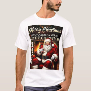 Merry Christmas 2025 Santa's Fireplace Cozy Glass T-Shirt