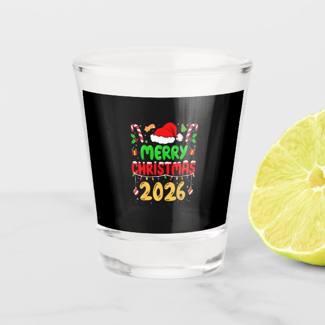 Merry Christmas 2026 Family Matching Costume Santa Shot Glass (Front)
